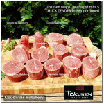 Beef CHUCK TENDER Wagyu Tokusen marbling <=5 aged chilled minimum order 1 carton +/- 10kg of 4packs 2pcs/pack (price/kg) PREORDER 3-7 days notice